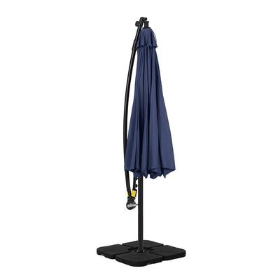 Instahut Outdoor Umbrella 3M Cantilever Beach LED w/Base Garden Shade Patio Navy Payday Deals