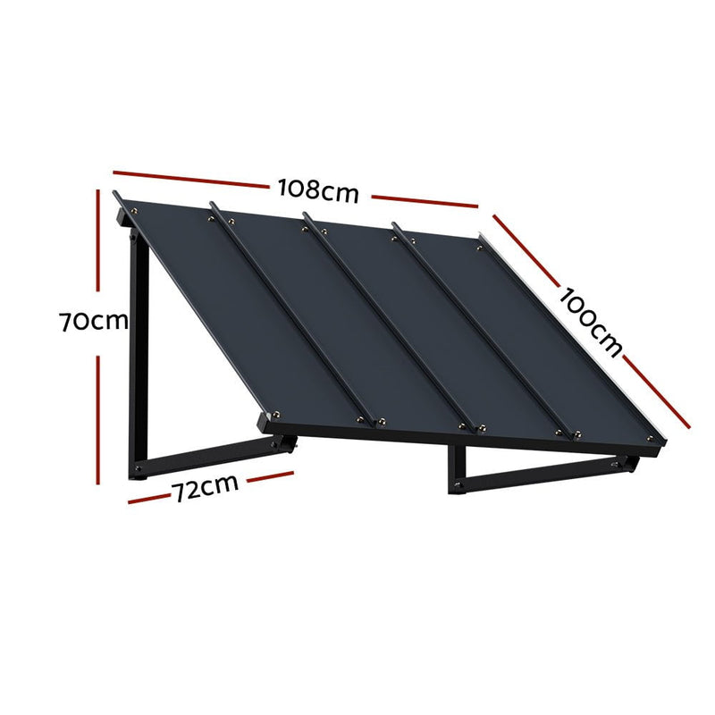 Instahut Window Door Awning Canopy 1mx1.2m Black Metal Frame Payday Deals