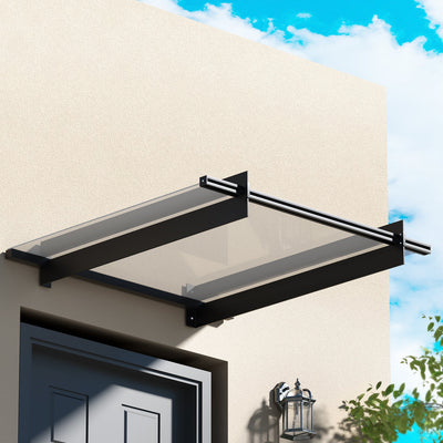 Instahut Window Door Awning Canopy 1mx1m Flat Transparent Sheet Metal Frame Payday Deals