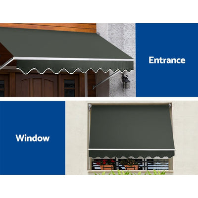 Instahut Window Fixed Pivot Arm Awning Outdoor Blinds Retractable Patio 2.4X2.1M Payday Deals