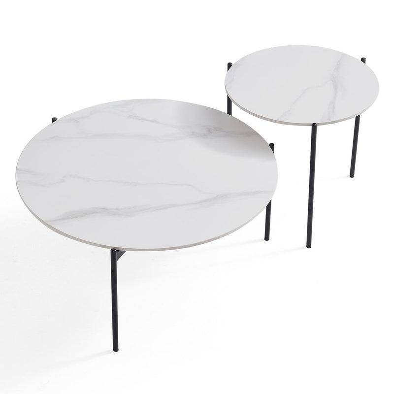 Interior Ave - Bianco Nested Coffee Table Set - White Marble Stone Payday Deals