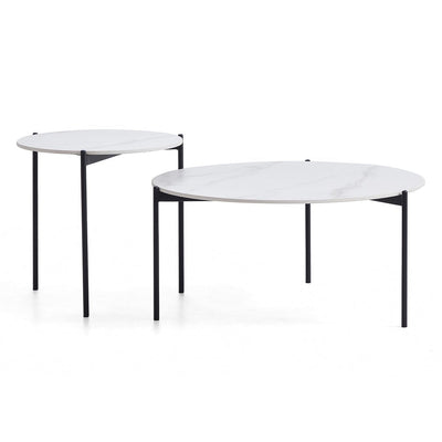 Interior Ave - Bianco Nested Coffee Table Set - White Marble Stone Payday Deals