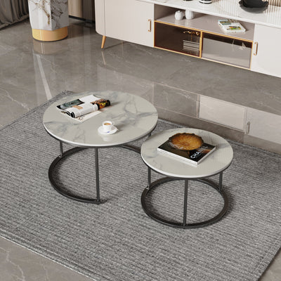 Interior Ave - Executive Stone Nested Coffee Table Set - White & White Payday Deals
