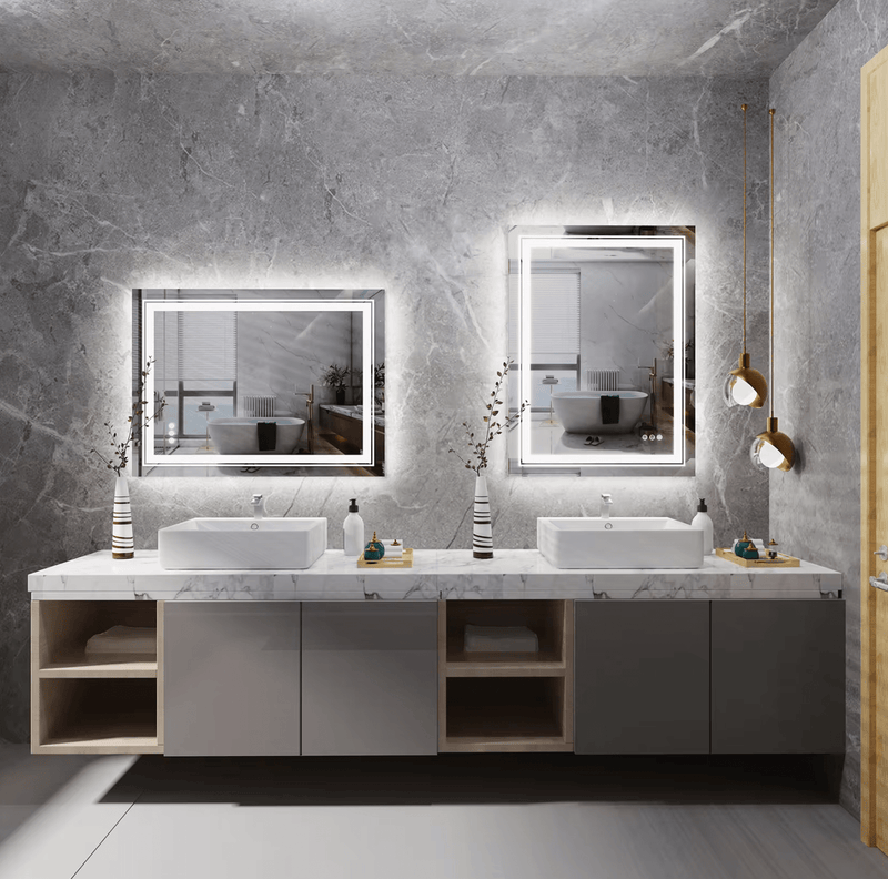 Interior Ave - LED Rectangle Frameless Salon / Bathroom Wall Mirror - 90 x 70cm Payday Deals