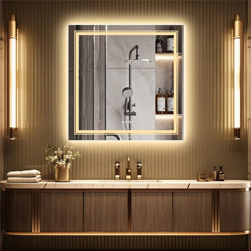 Interior Ave - LED Square Frameless Salon / Bathroom Wall Mirror - 80 x 80cm Payday Deals