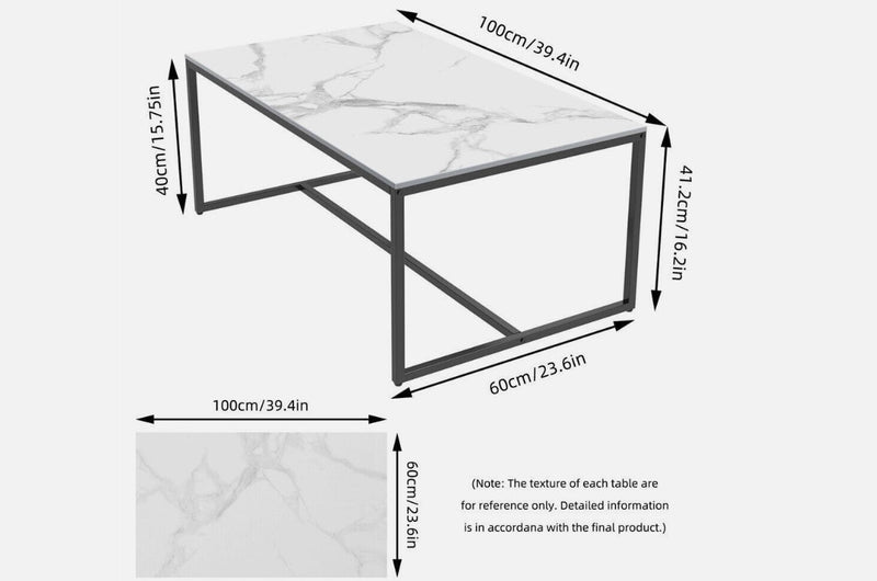 Interior Ave - Monaco Rectangle Coffee Table - White Marble Stone Payday Deals