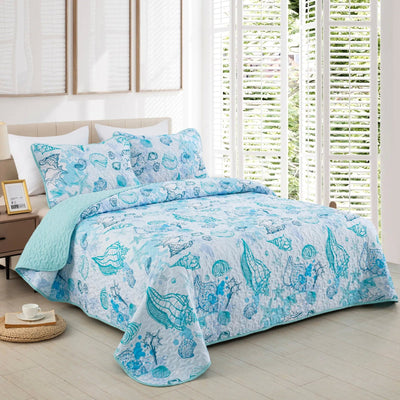 Inviting Quilted bedspread and pillowcovers set: Ideal for All Seasons - Queen size Payday Deals