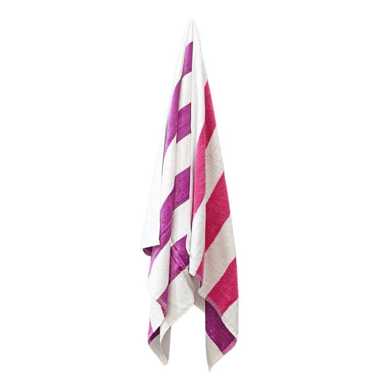 J.Elliot Home 400GSM Premium Cotton Reversible Striped Beach Towel 76 x 152 cm Pink Purple Payday Deals