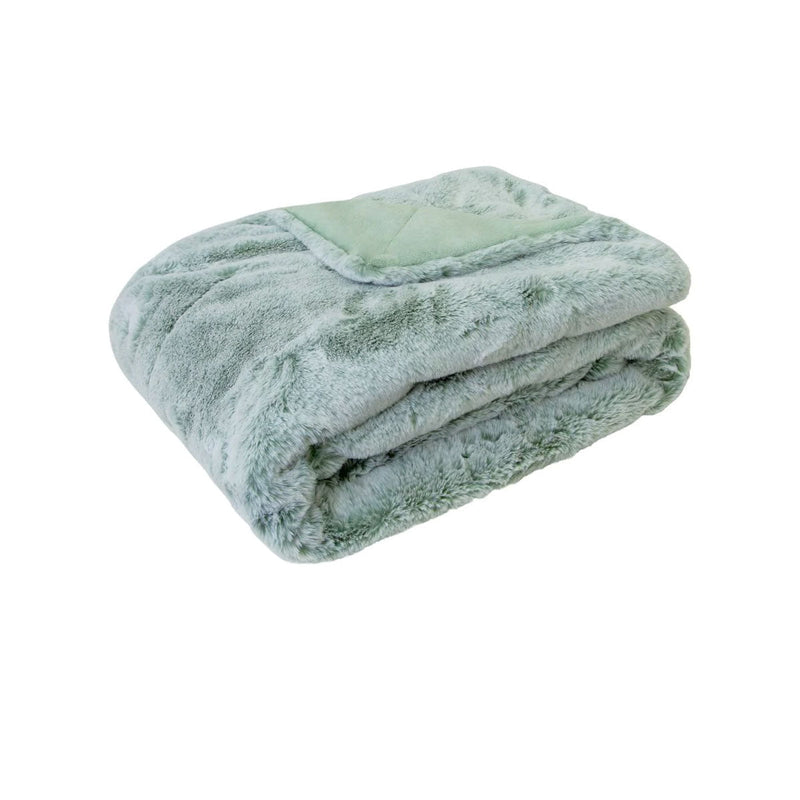 J Elliot Home Archie Sage Faux Fur Throw Rug 130 x 160cm Payday Deals