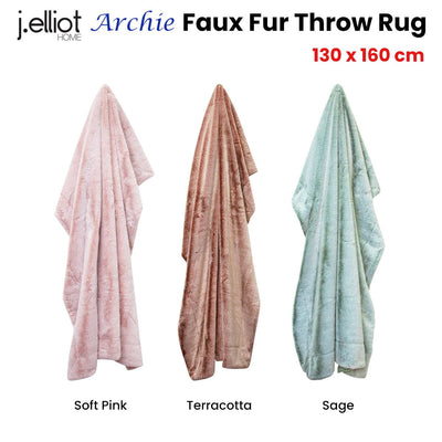 J Elliot Home Archie Sage Faux Fur Throw Rug 130 x 160cm Payday Deals