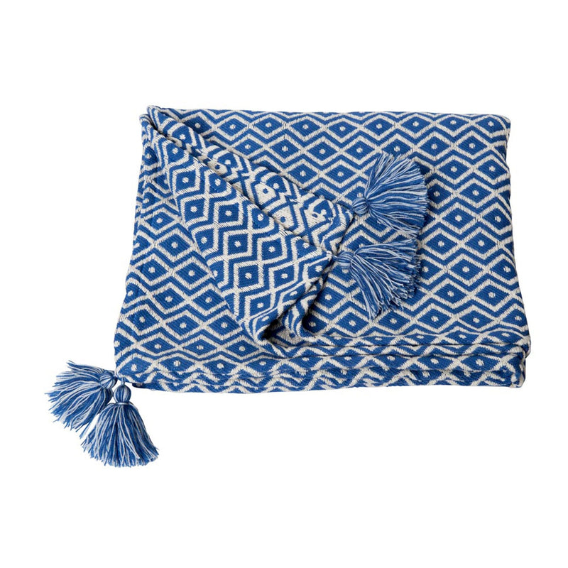 J.Elliot Home Elijah Cotton Throw Santorini Blue Home Payday Deals