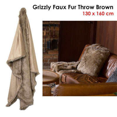 J.Elliot Home Grizzly Brown Faux Fur Throw Payday Deals