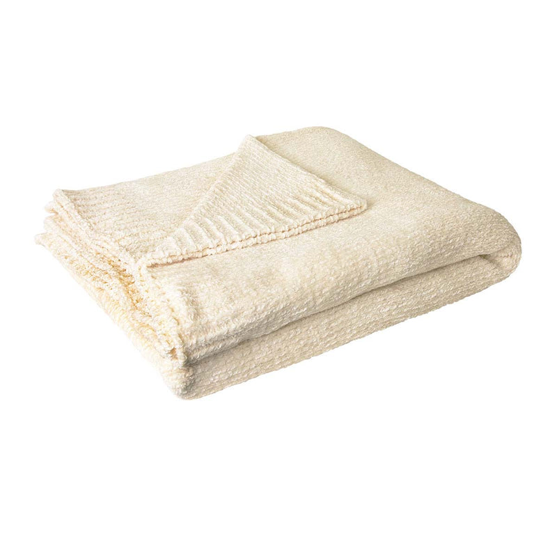 J Elliot Home Leslie Chenille Throw 130 x 160 cm Ivory Payday Deals