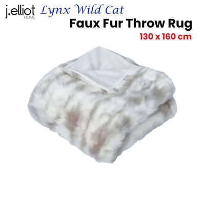 J Elliot Home Lynx Wild Cat Faux Fur Throw Rug 130 x 160cm Payday Deals