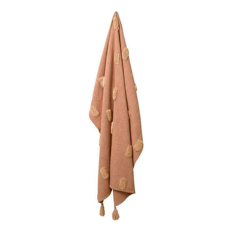 J Elliot Home Quinn 100% Cotton Textured Throw 130 x 160 cm Clay Pink & Soft Pink Payday Deals