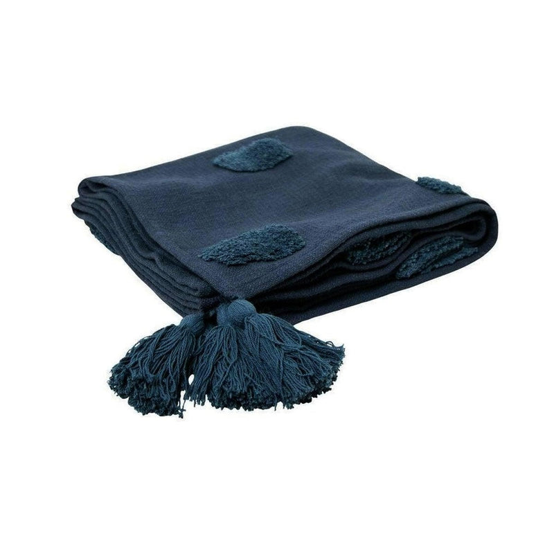 J Elliot Home Quinn 100% Cotton Textured Throw 130 x 160 cm Indigo & Majolica Payday Deals