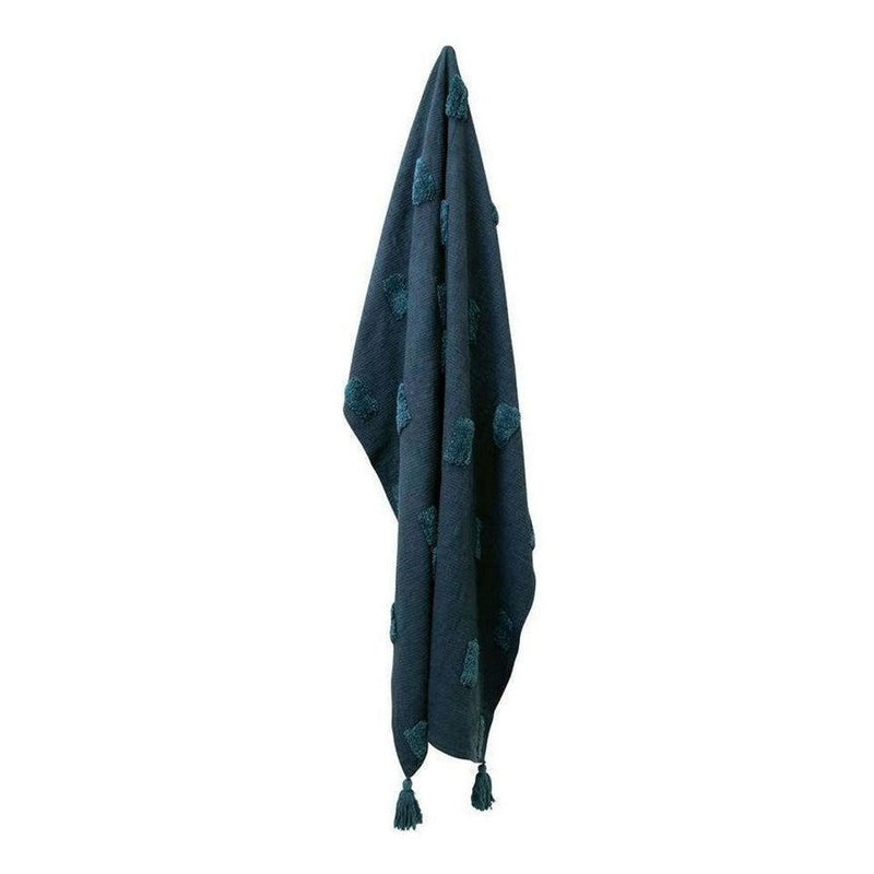 J Elliot Home Quinn 100% Cotton Textured Throw 130 x 160 cm Indigo & Majolica Payday Deals