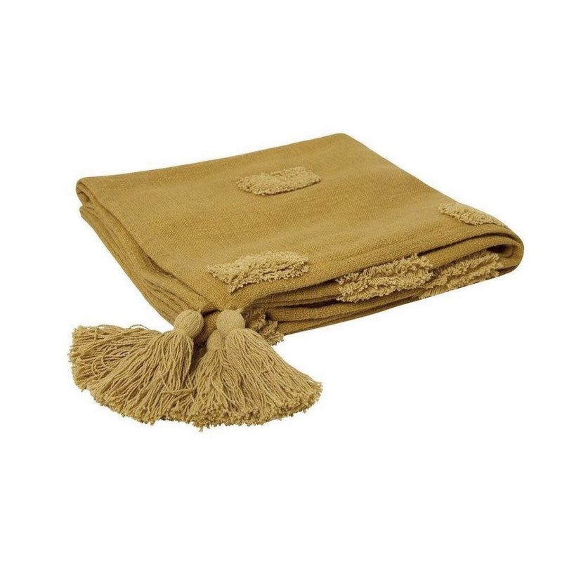 J Elliot Home Quinn 100% Cotton Textured Throw 130 x 160 cm Ochre & Jojoba Payday Deals