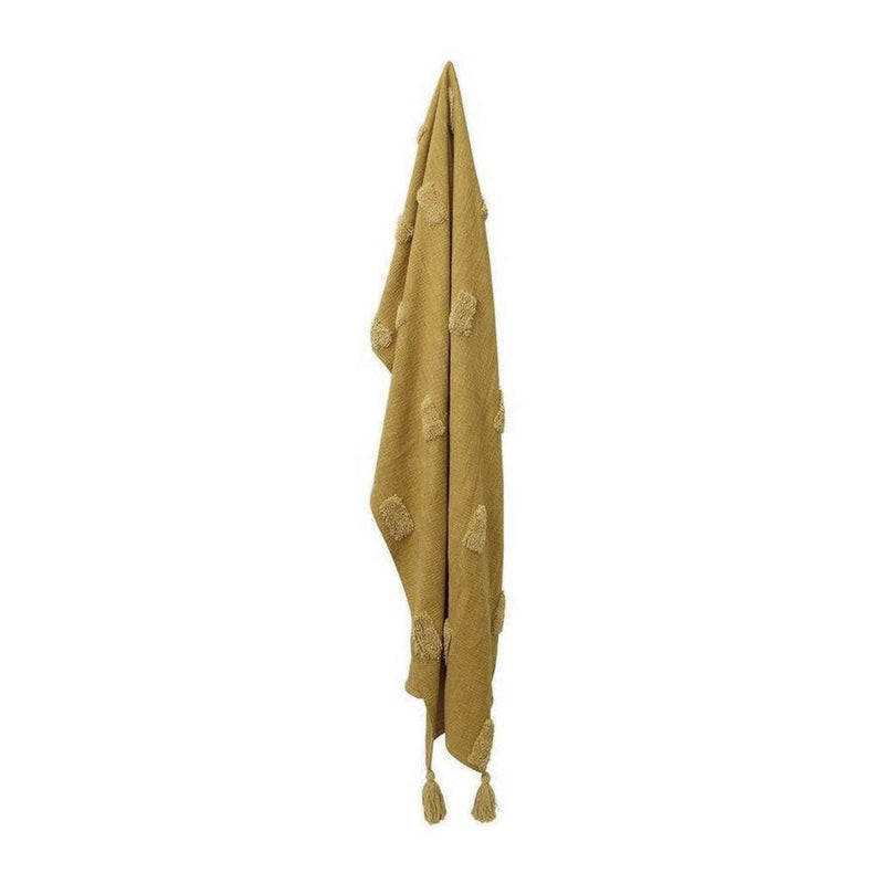 J Elliot Home Quinn 100% Cotton Textured Throw 130 x 160 cm Ochre & Jojoba Payday Deals