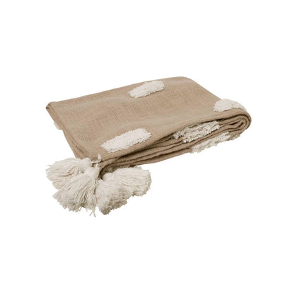 J Elliot Home Quinn 100% Cotton Textured Throw 130 x 160 cm Sandstone & Ivory