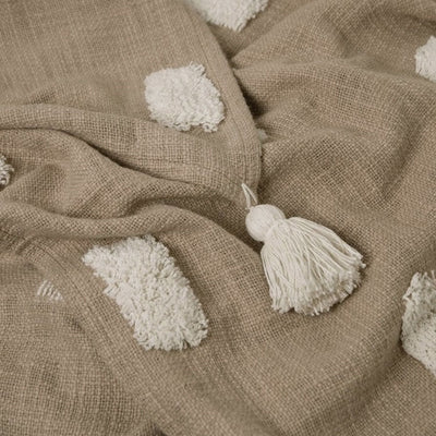 J Elliot Home Quinn 100% Cotton Textured Throw 130 x 160 cm Sandstone & Ivory Payday Deals