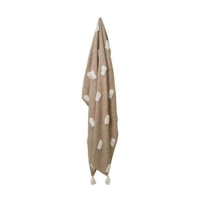 J Elliot Home Quinn 100% Cotton Textured Throw 130 x 160 cm Sandstone & Ivory Payday Deals