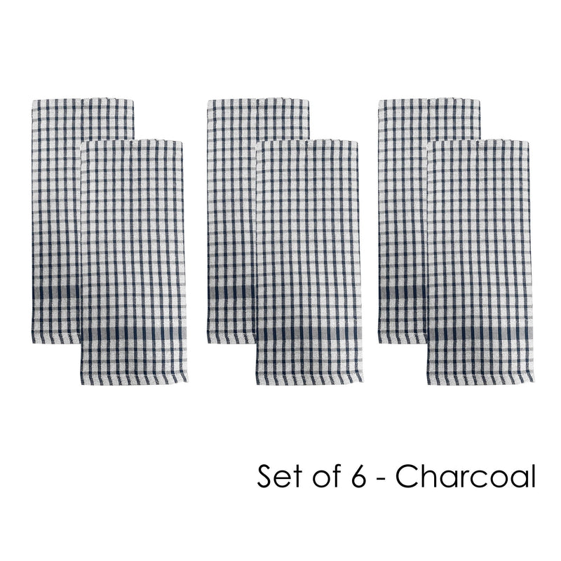 J.Elliot Home Set of 6 Elly Terry Tea Towels Charcoal Payday Deals