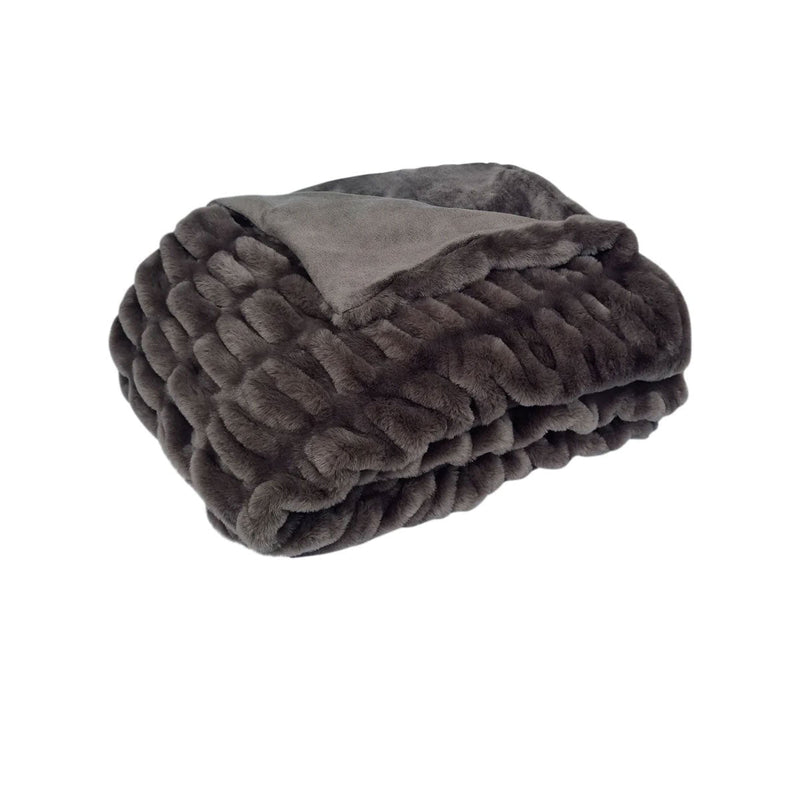 J Elliot Home Skyler Chocolate Faux Fur Throw Rug 130 x 160cm Payday Deals