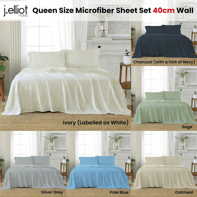 J Elliot Home Soft Microfiber Sheet Set Queen Ivory (labelled as White) Payday Deals