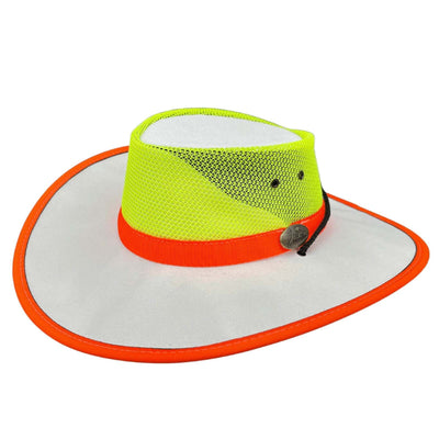 Jacaru Hi Vis Safety Hat Fluro Canvas Vented Summer Wide Brim - White/Yellow Payday Deals