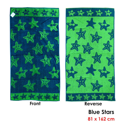 Jacquard Velour Reversible Beach Towel Blue Stars Payday Deals