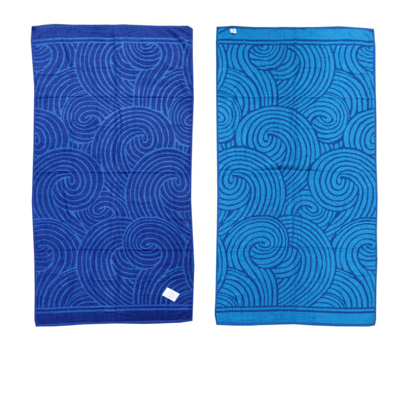 Jacquard Velour Reversible Beach Towel Blue Swirls Payday Deals