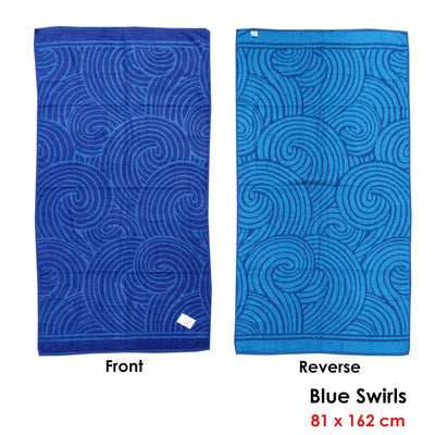 Jacquard Velour Reversible Beach Towel Blue Swirls Payday Deals