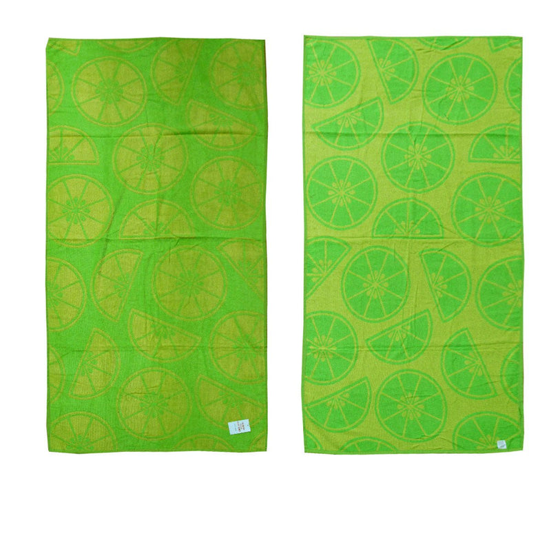 Jacquard Velour Reversible Beach Towel Lime Cirtus Payday Deals