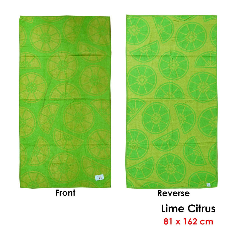 Jacquard Velour Reversible Beach Towel Lime Cirtus Payday Deals