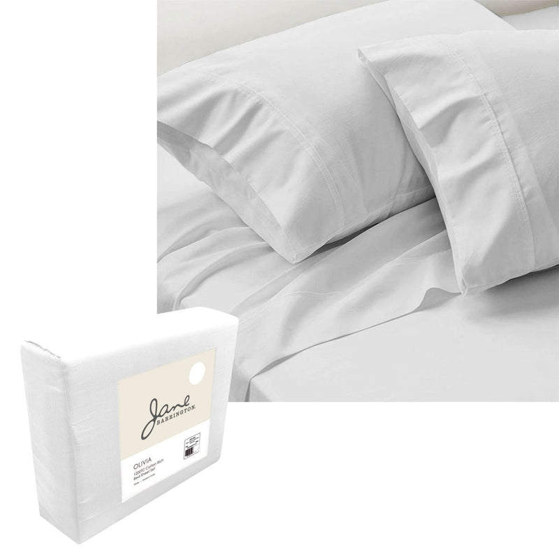 Jane Barrington 1200TC Olivia Cotton Rich Sheet Set 40cm Wall White King Payday Deals