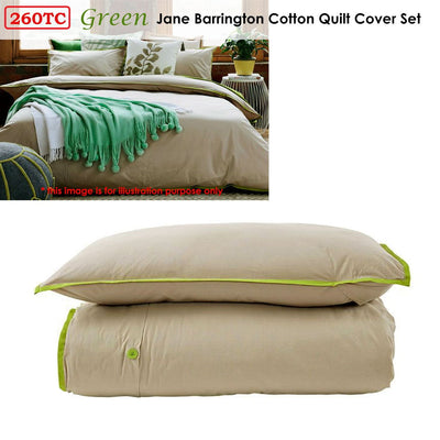 Jane Barrington Cotton Quilt Cover Set Taupe/Green Single Payday Deals