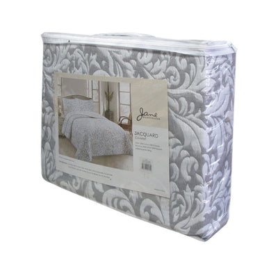 Jane Barrington Grey & White Lightly Quilted Jacquard Reversible Coverlet Set King Payday Deals