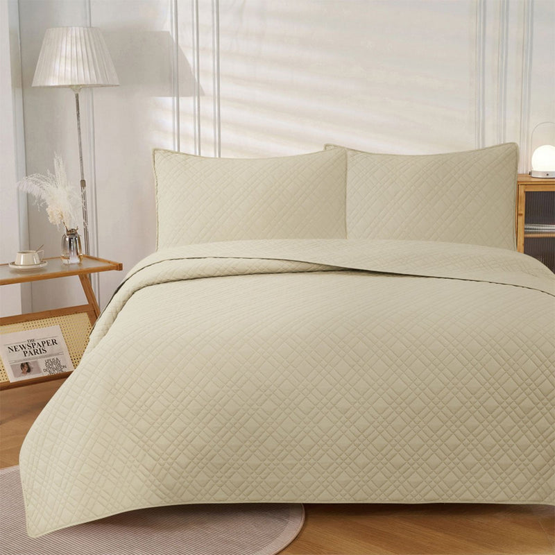 Jane Barrington Morris Beige Ultrasonic Embossed Lightly Quilted Reversible Coverlet Set King Payday Deals