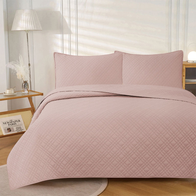 Jane Barrington Morris Blush Ultrasonic Embossed Lightly Quilted Reversible Coverlet Set King Payday Deals