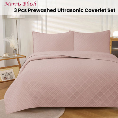 Jane Barrington Morris Blush Ultrasonic Embossed Lightly Quilted Reversible Coverlet Set King Payday Deals