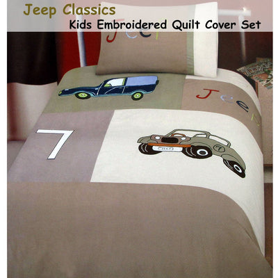 Jeep Classics Embroidered Quilt Cover Set Single Payday Deals
