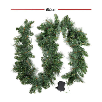 Jingle Jollys 1.8m Christmas Garland with LED lights Party Xmas Decorations Payday Deals