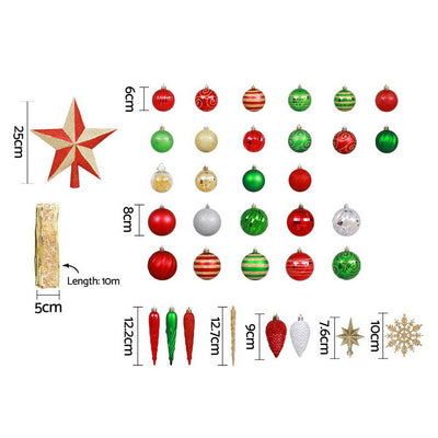 Jingle Jollys 155pcs Christmas Tree Decorations Set Baubles Ornaments Party Payday Deals