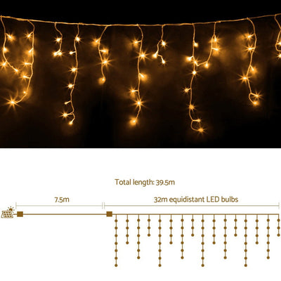 Jingle Jollys 32M Christmas Lights Icicle String Light 960 LED Decor Warm White Payday Deals