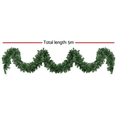 Jingle Jollys 5M Christmas Garland LED Lights Party Xmas Decorations 380 TIPS Payday Deals