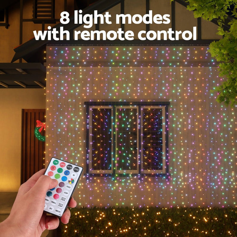 Jingle Jollys 6X3M Christmas Lights Curtain String Light 960 LED RGB Remote Payday Deals