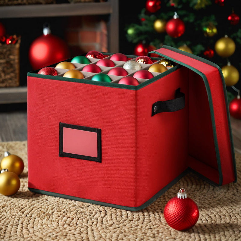 Jingle Jollys Christmas Baubles Storage Box 64 Dividers Xmas Ornaments Container Payday Deals