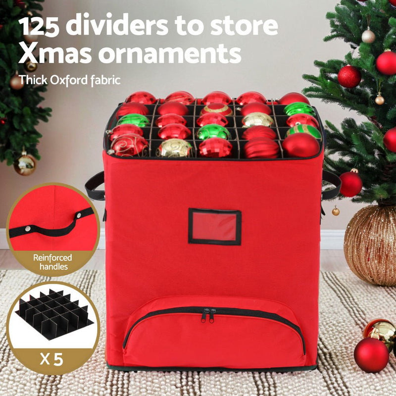 Jingle Jollys Christmas Baubles Storage Cart Roller 125 Dividers Payday Deals