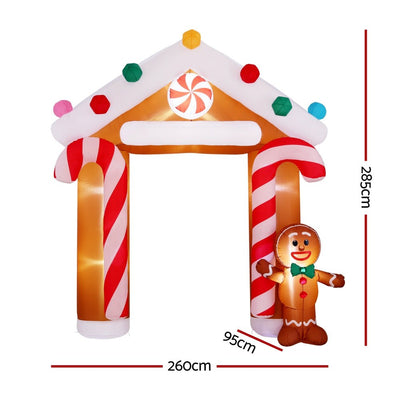 Jingle Jollys Christmas Inflatable Archwary Ginger 2.8M Illuminated Decorations Payday Deals